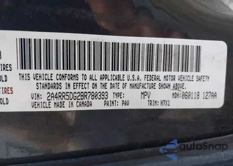 2011 Chrysler Town & Country Touring из США, поврежденный, VIN 2A4RR5DG2BR780393